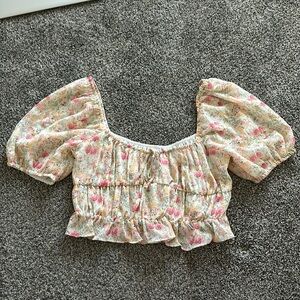 Emory Park Puff-sleeve Floral Top